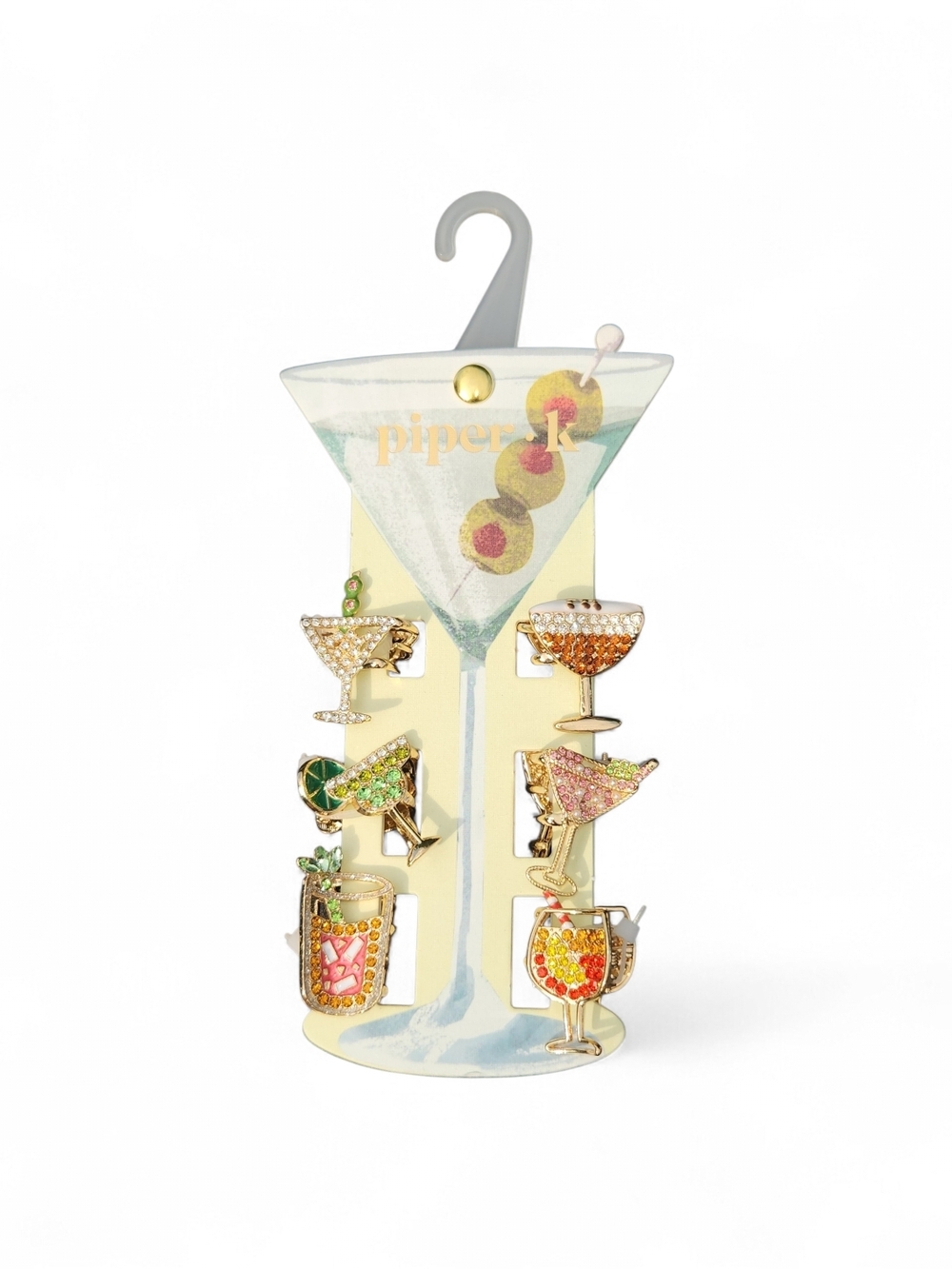 Piper K Cocktail Drinks Rhinestone Hair Clip Set Of Six - Picture 6 of 6